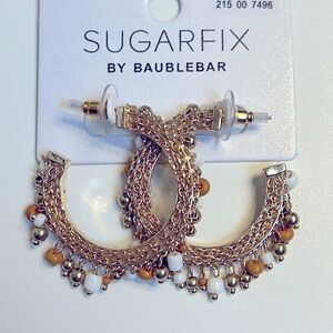Baublebar Sugarfix gold tone hoop beaded earrings NWT